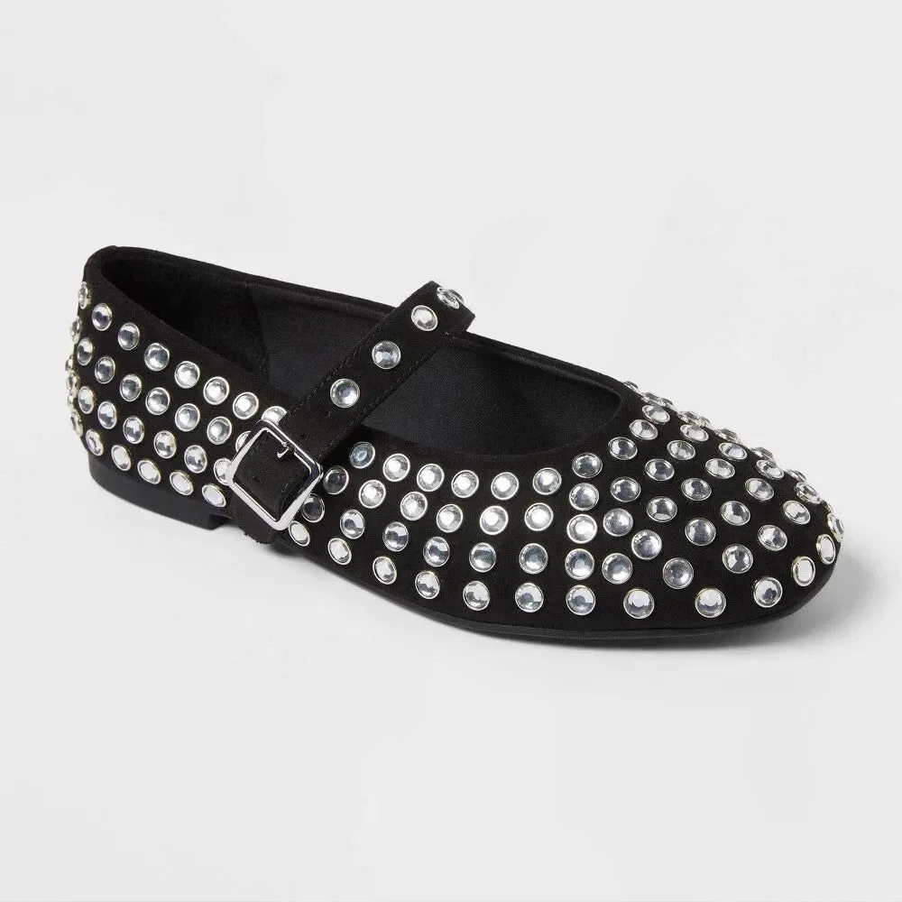 Art Class girl' Toree Rhinestone Ballet Flats, Size 2 Black
